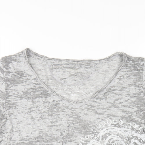 Calvin Klein Womens Grey Cotton Basic T-Shirt Size S V-Neck