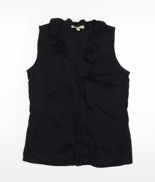 Banana Republic Womens Black Silk Basic Blouse Size 6 V-Neck