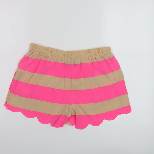 River Island Womens Pink Striped Polyester Basic Shorts Size 8 L4 in Regular Pull On