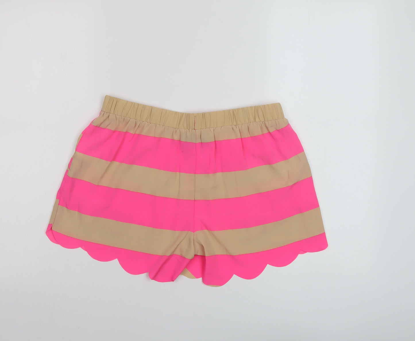 River Island Womens Pink Striped Polyester Basic Shorts Size 8 L4 in Regular Pull On