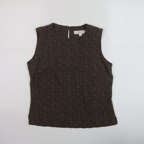 NEXT Womens Brown Geometric Viscose Basic Tank Size 12 Round Neck