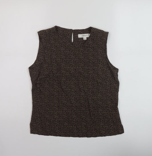 NEXT Womens Brown Geometric Viscose Basic Tank Size 12 Round Neck