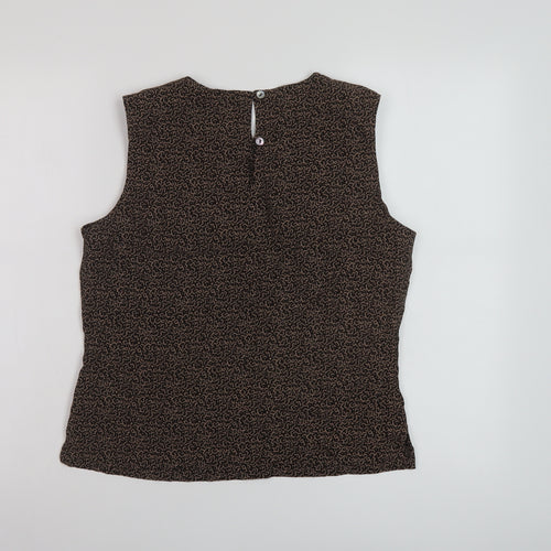 NEXT Womens Brown Geometric Viscose Basic Tank Size 12 Round Neck