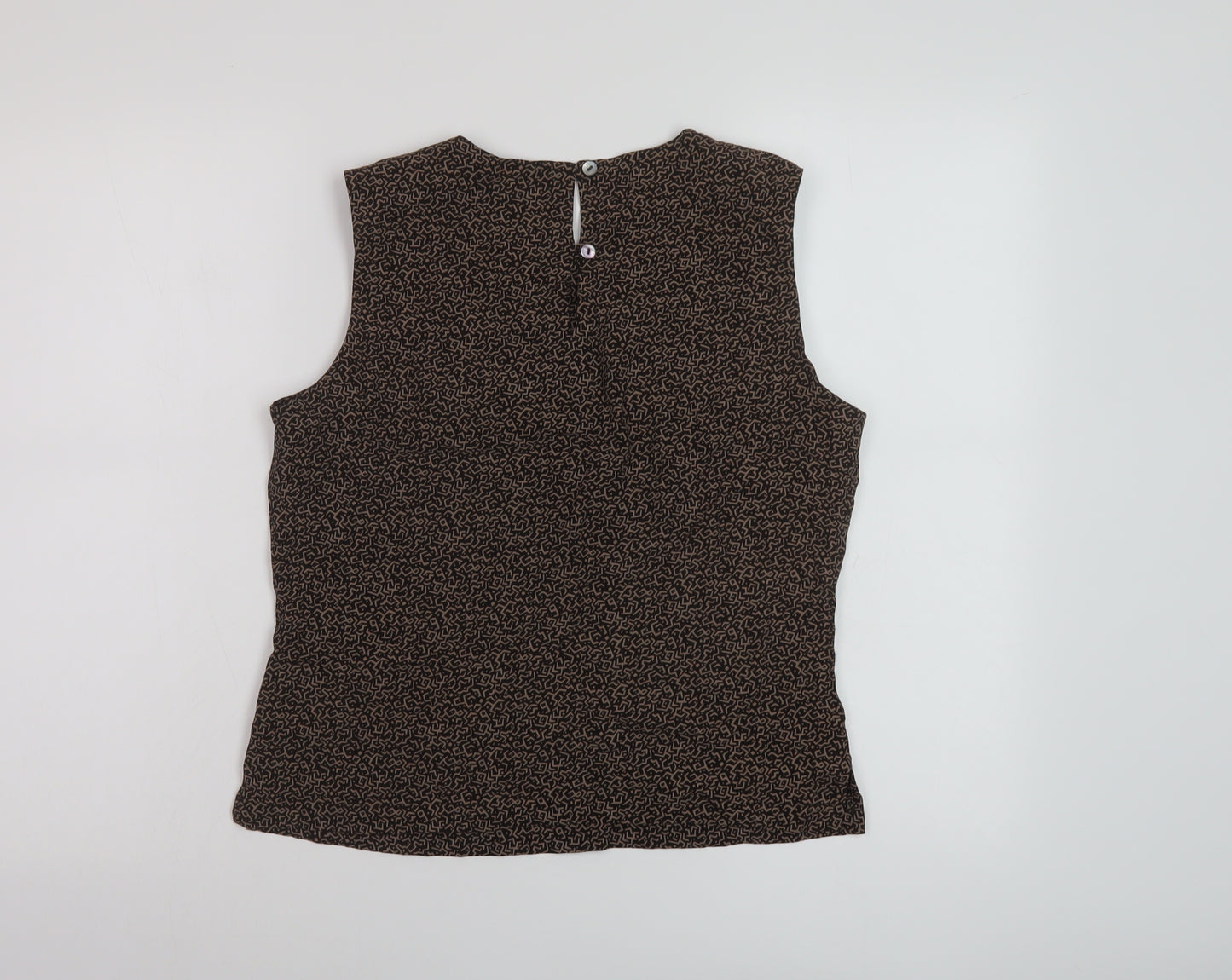 NEXT Womens Brown Geometric Viscose Basic Tank Size 12 Round Neck