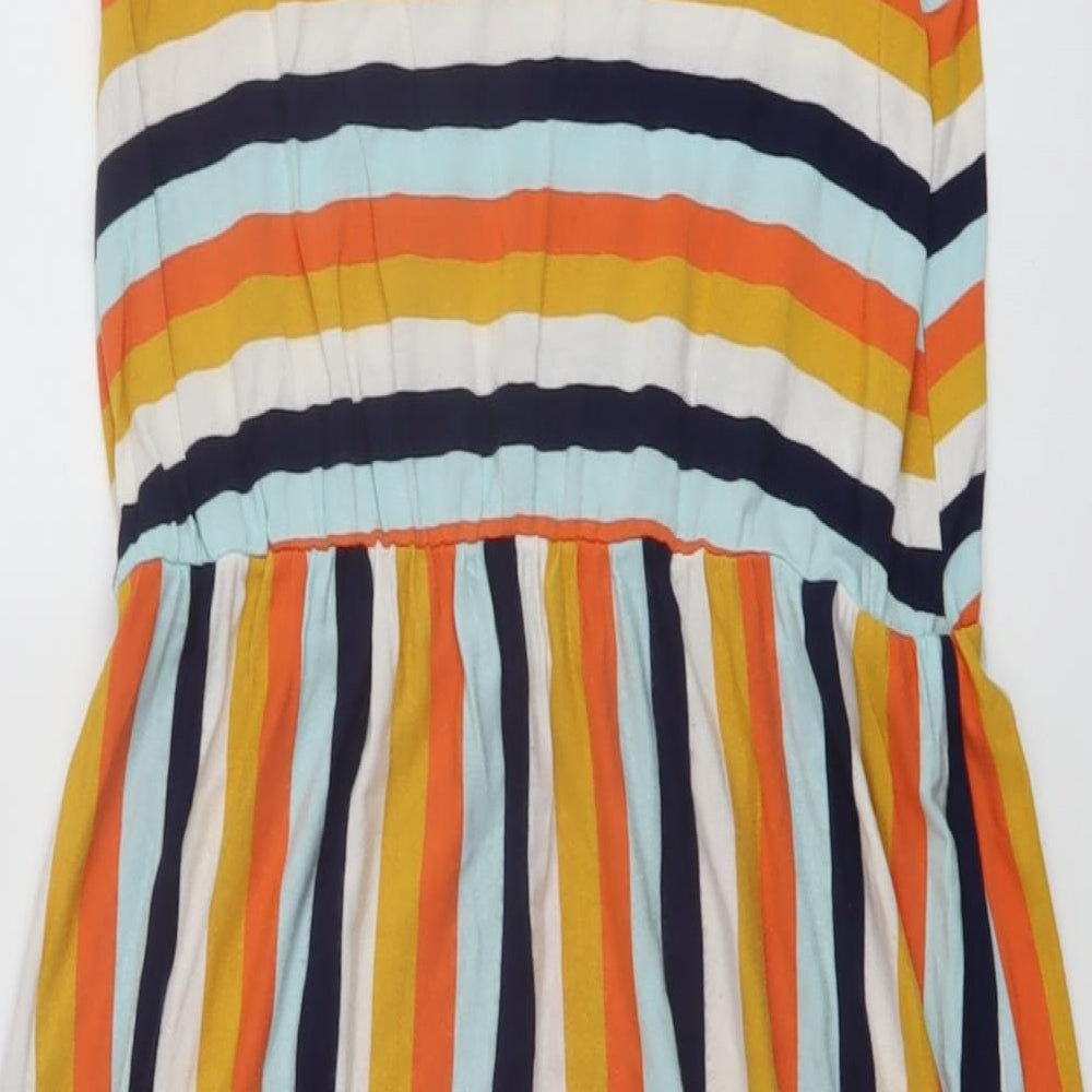 Warehouse Womens Multicoloured Striped Polyester A-Line Size 8 Round Neck Pullover