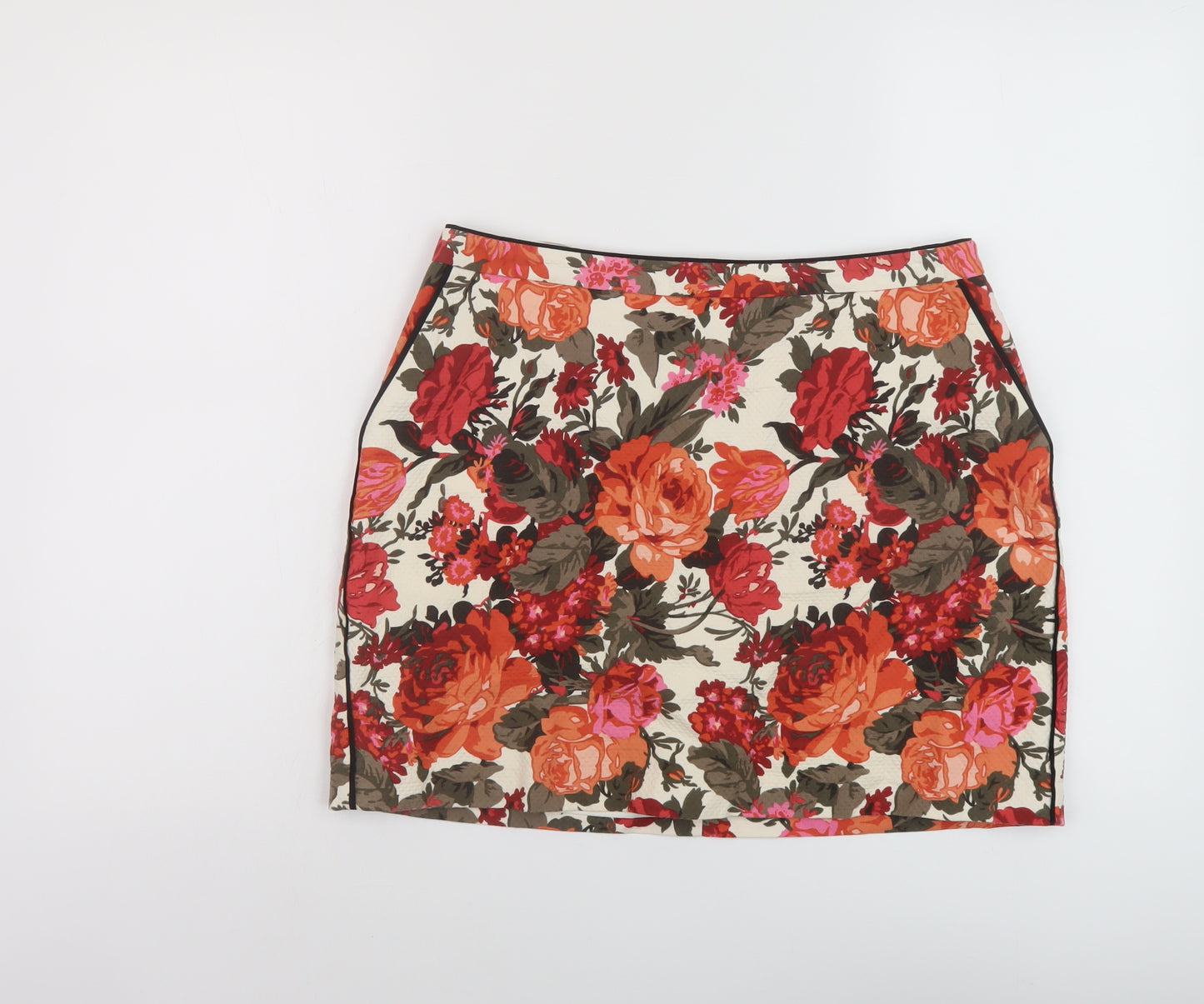 Oasis Womens Multicoloured Floral Cotton Mini Skirt Size 12 Zip