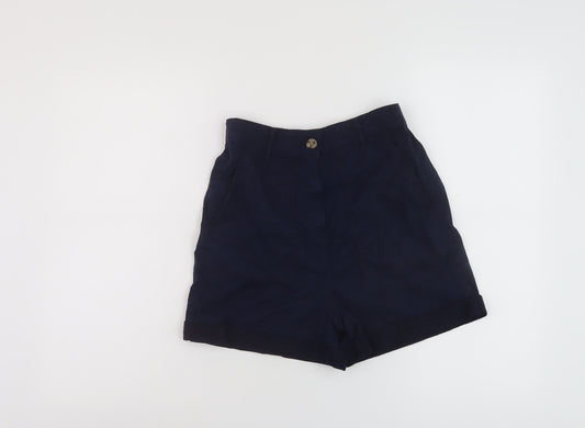 Marks and Spencer Womens Blue Lyocell Cargo Shorts Size 6 L5 in Regular Button