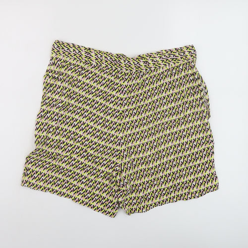 Autograph Womens Multicoloured Geometric Viscose Basic Shorts Size 14 L7 in Regular Drawstring