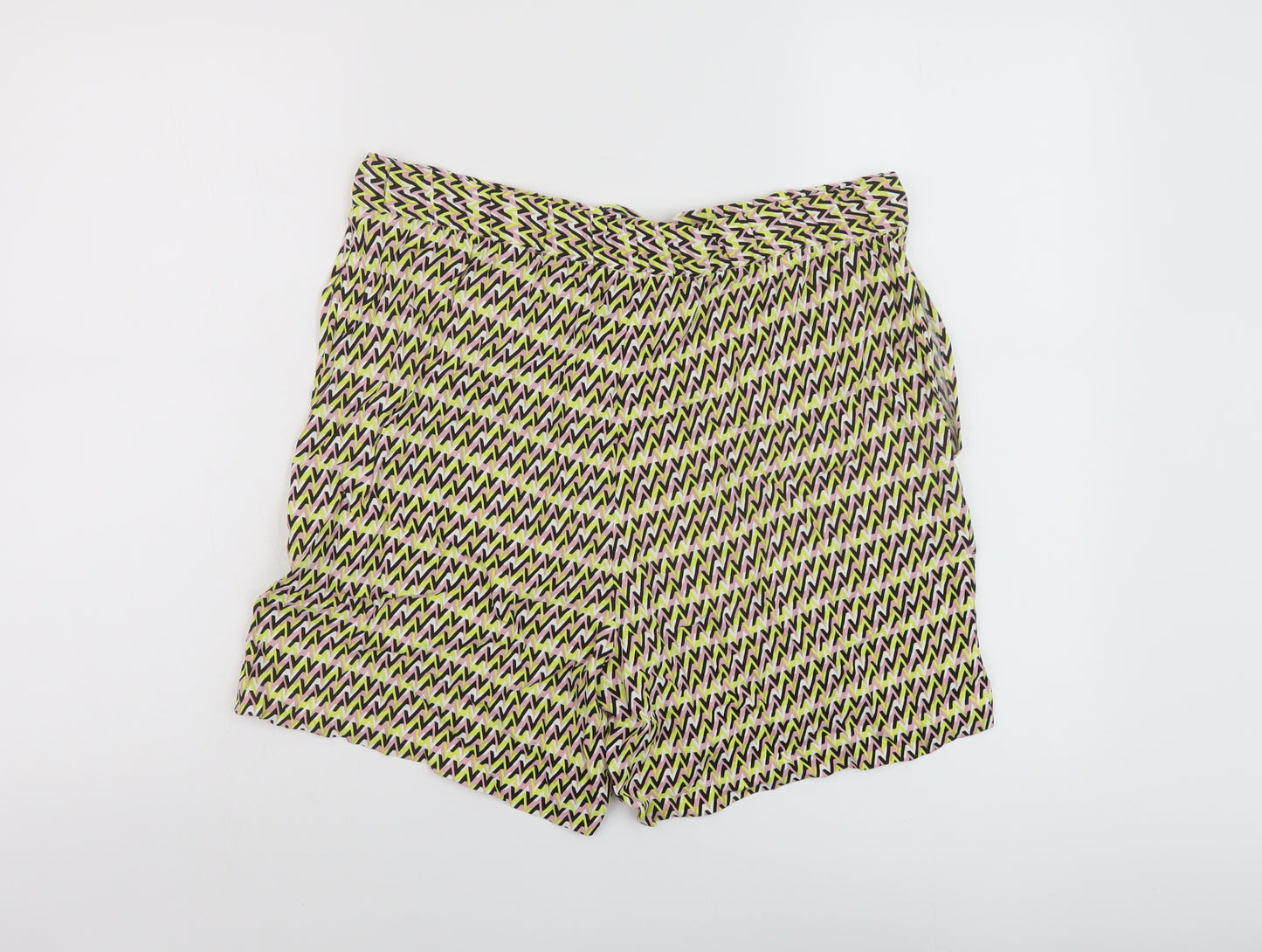 Autograph Womens Multicoloured Geometric Viscose Basic Shorts Size 14 L7 in Regular Drawstring