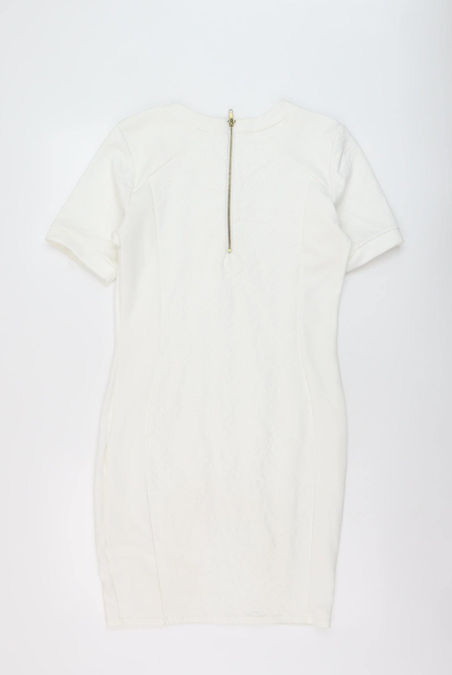 River Island Womens White Polyester Sheath Size 12 Round Neck Zip