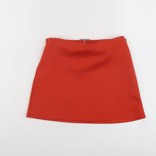 PRETTYLITTLETHING Womens Red Polyester Mini Skirt Size 8