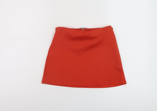 PRETTYLITTLETHING Womens Red Polyester Mini Skirt Size 8