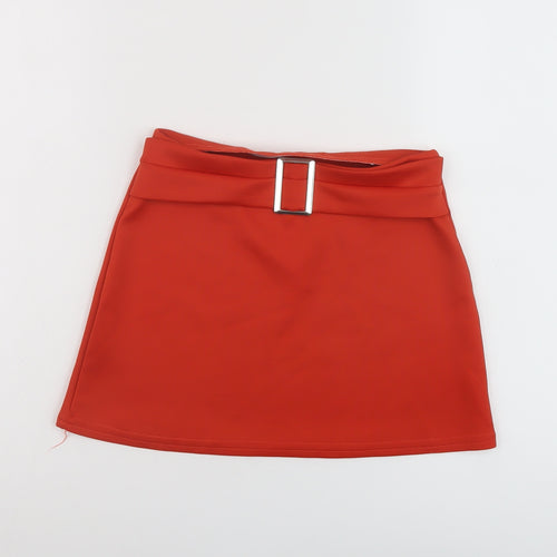 PRETTYLITTLETHING Womens Red Polyester Mini Skirt Size 8