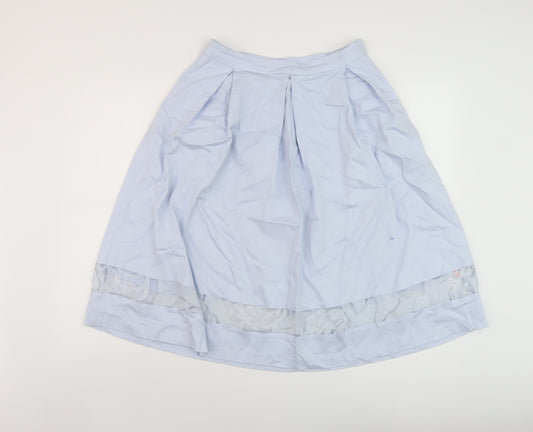 Dorothy Perkins Womens Blue Cotton A-Line Skirt Size 8 Zip