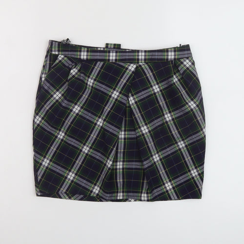 Topshoip Womens Blue Plaid Polyester Mini Skirt Size 10 Zip