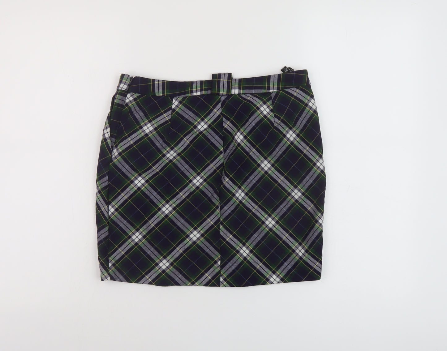 Topshoip Womens Blue Plaid Polyester Mini Skirt Size 10 Zip