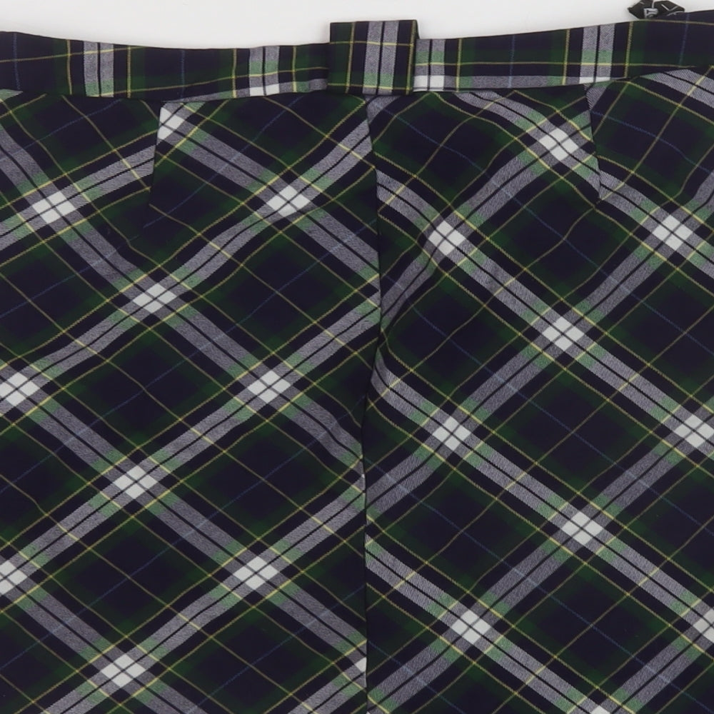 Topshoip Womens Blue Plaid Polyester Mini Skirt Size 10 Zip