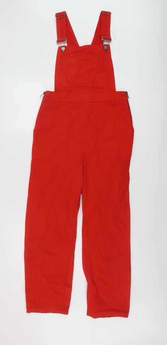 ASOS Womens Red Cotton Dungaree One-Piece Size 8 Buckle