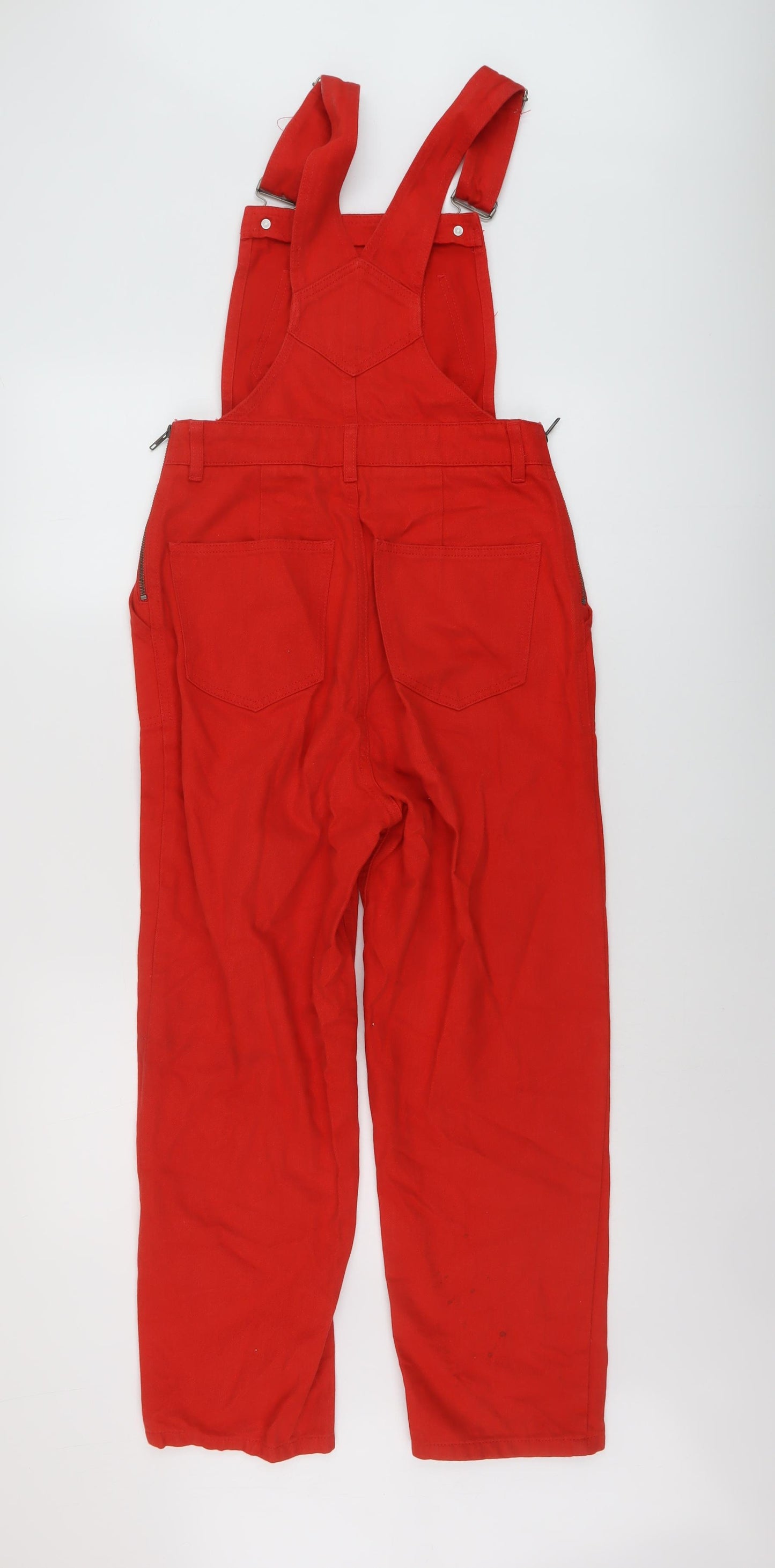 ASOS Womens Red Cotton Dungaree One-Piece Size 8 Buckle