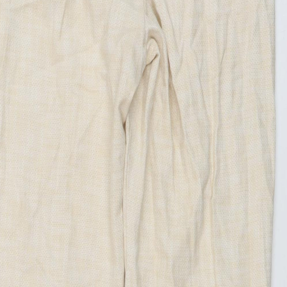 Laura Ashley Womens Beige Cotton Trousers Size 10 L27 in Regular Hook & Eye