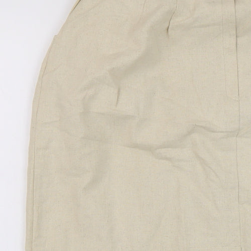 Marks and Spencer Womens Beige Cotton Straight & Pencil Skirt Size 16 Button