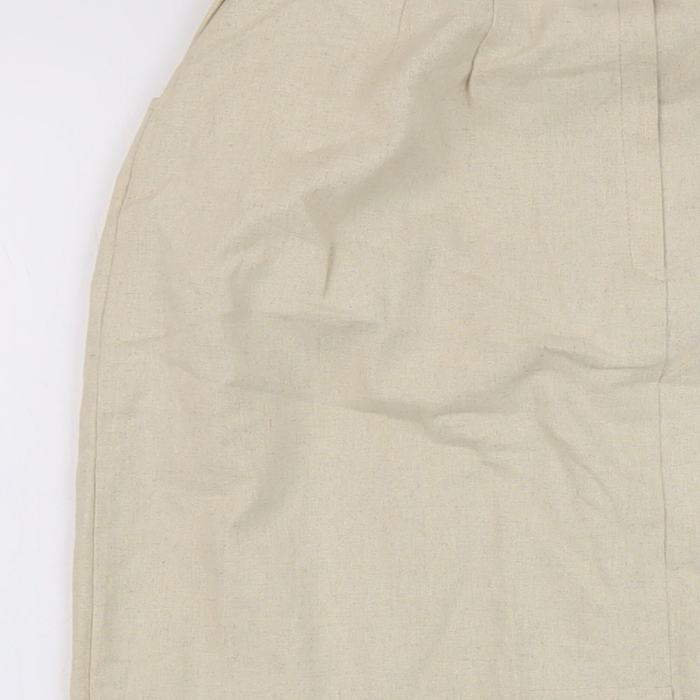 Marks and Spencer Womens Beige Cotton Straight & Pencil Skirt Size 16 Button