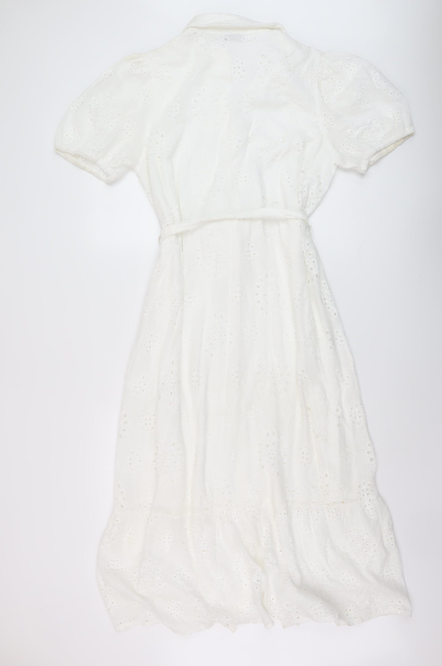 Quiz Womens White Polyester A-Line Size 16 Collared Button