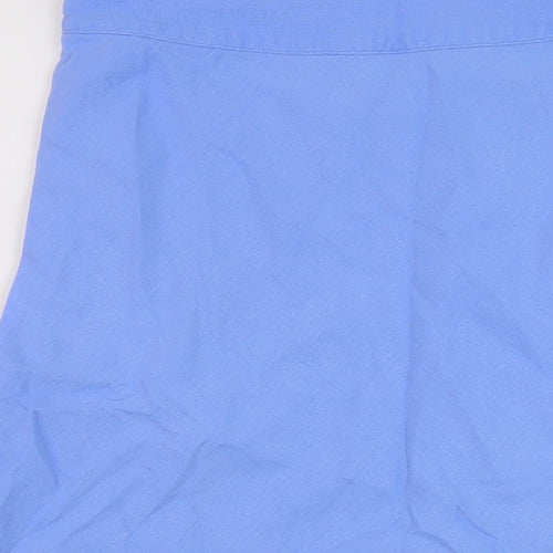 Tulchan Womens Blue Linen A-Line Skirt Size 12 Zip