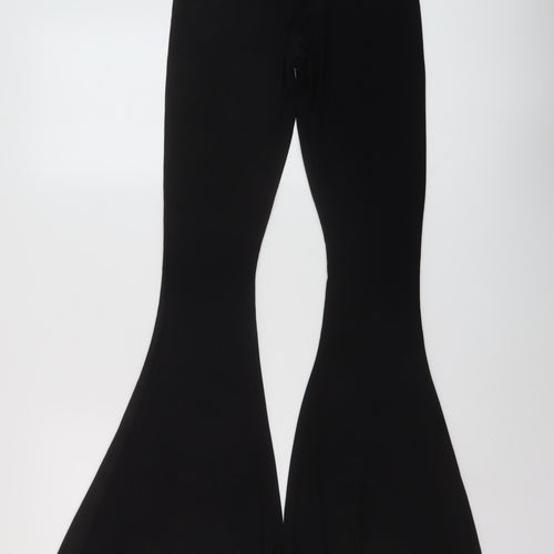 PRETTYLITTLETHING Womens Black Polyester Trousers Size 10 L36 in Regular