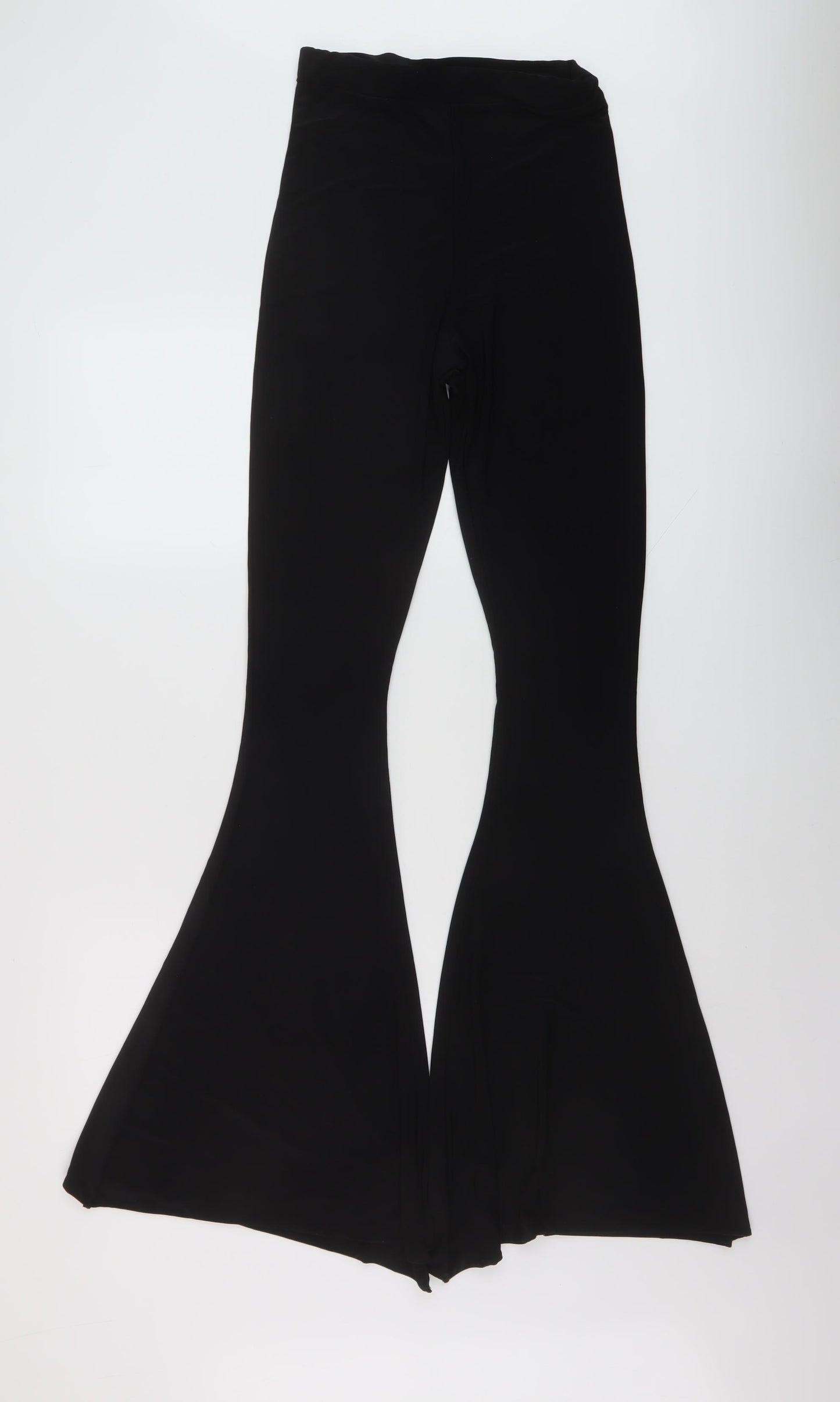 PRETTYLITTLETHING Womens Black Polyester Trousers Size 10 L36 in Regular