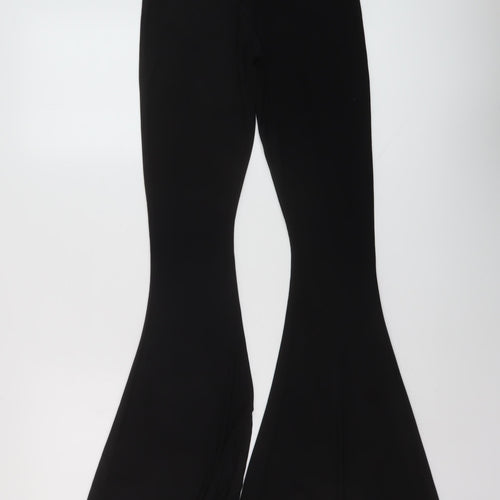 PRETTYLITTLETHING Womens Black Polyester Trousers Size 10 L36 in Regular