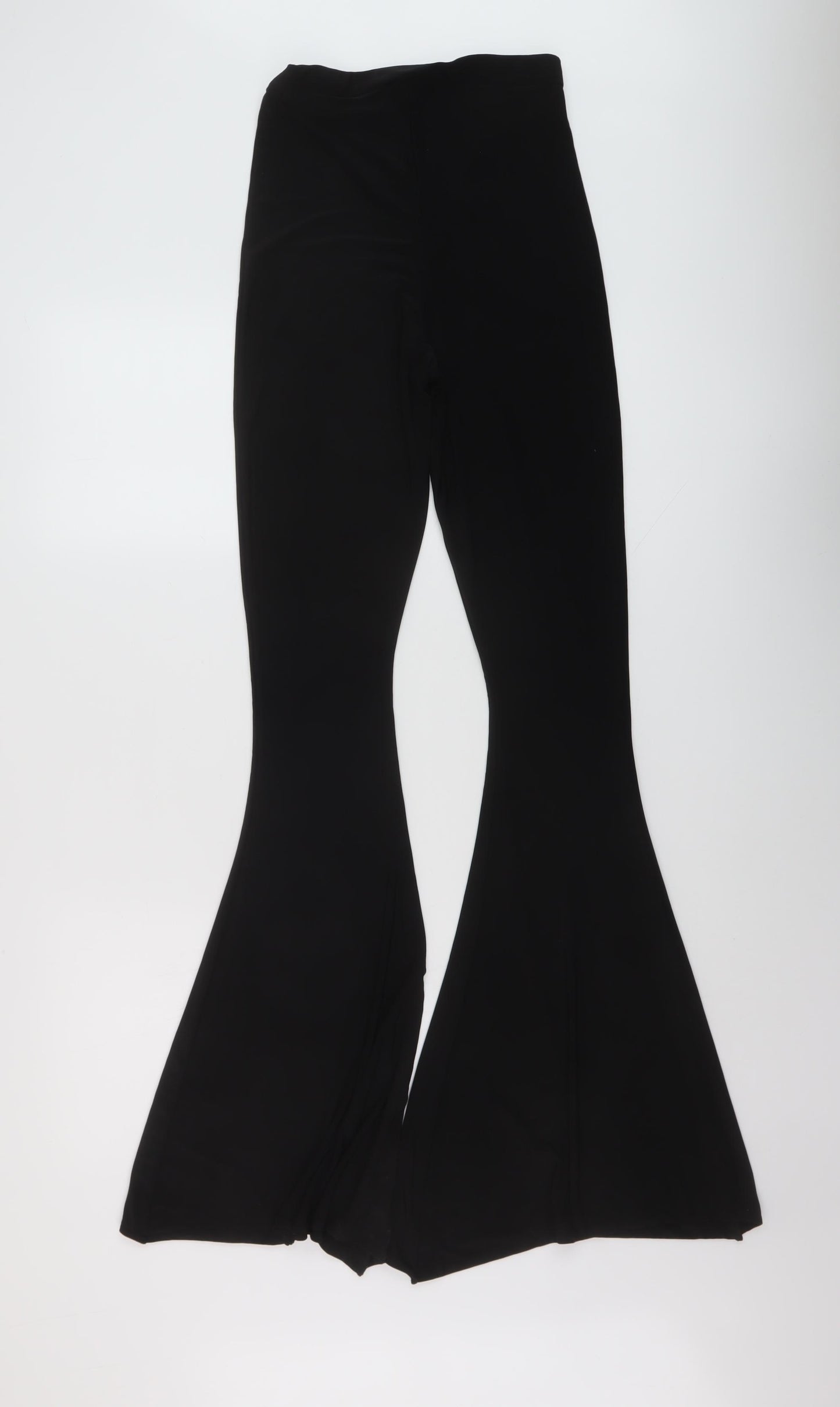 PRETTYLITTLETHING Womens Black Polyester Trousers Size 10 L36 in Regular