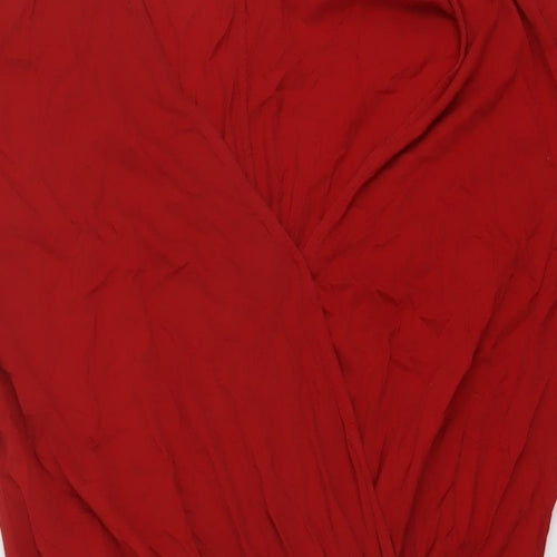 NEXT Womens Red Cotton A-Line Size 14 V-Neck Pullover