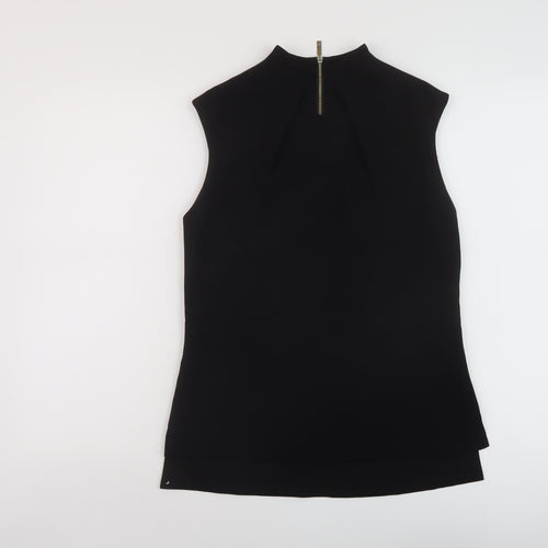 Ted Baker Womens Black Polyester Basic Blouse Size 10 Square Neck