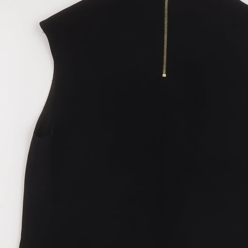 Ted Baker Womens Black Polyester Basic Blouse Size 10 Square Neck