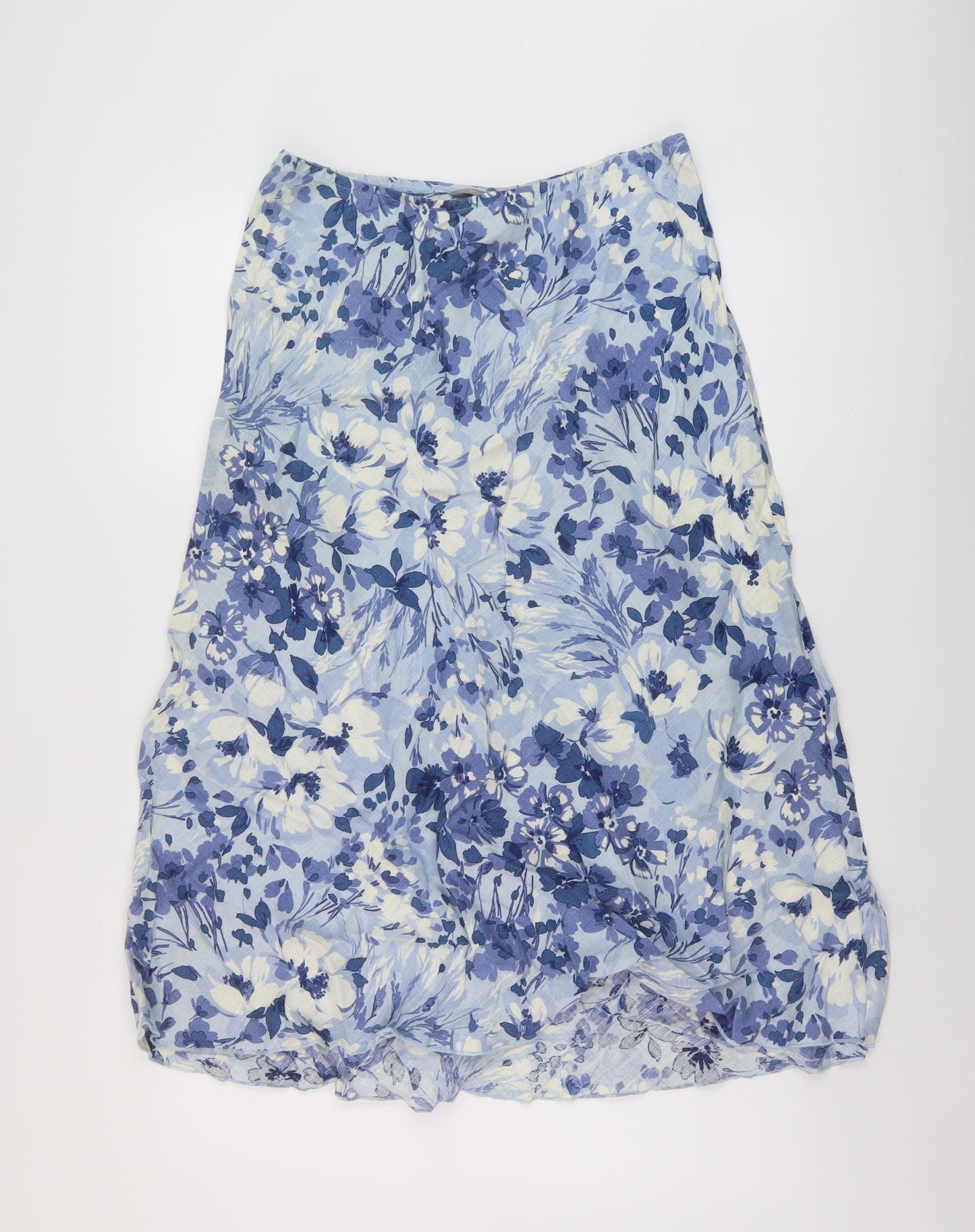 Per Una Womens Blue Floral Linen A-Line Skirt Size 12