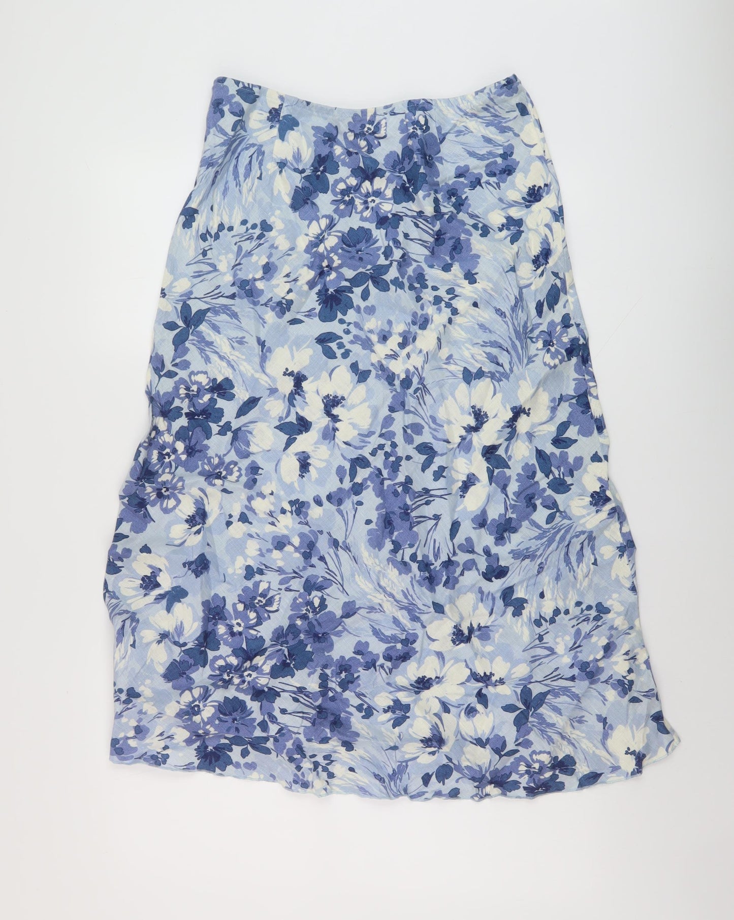 Per Una Womens Blue Floral Linen A-Line Skirt Size 12