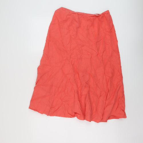 Marks and Spencer Womens Orange Linen A-Line Skirt Size 12