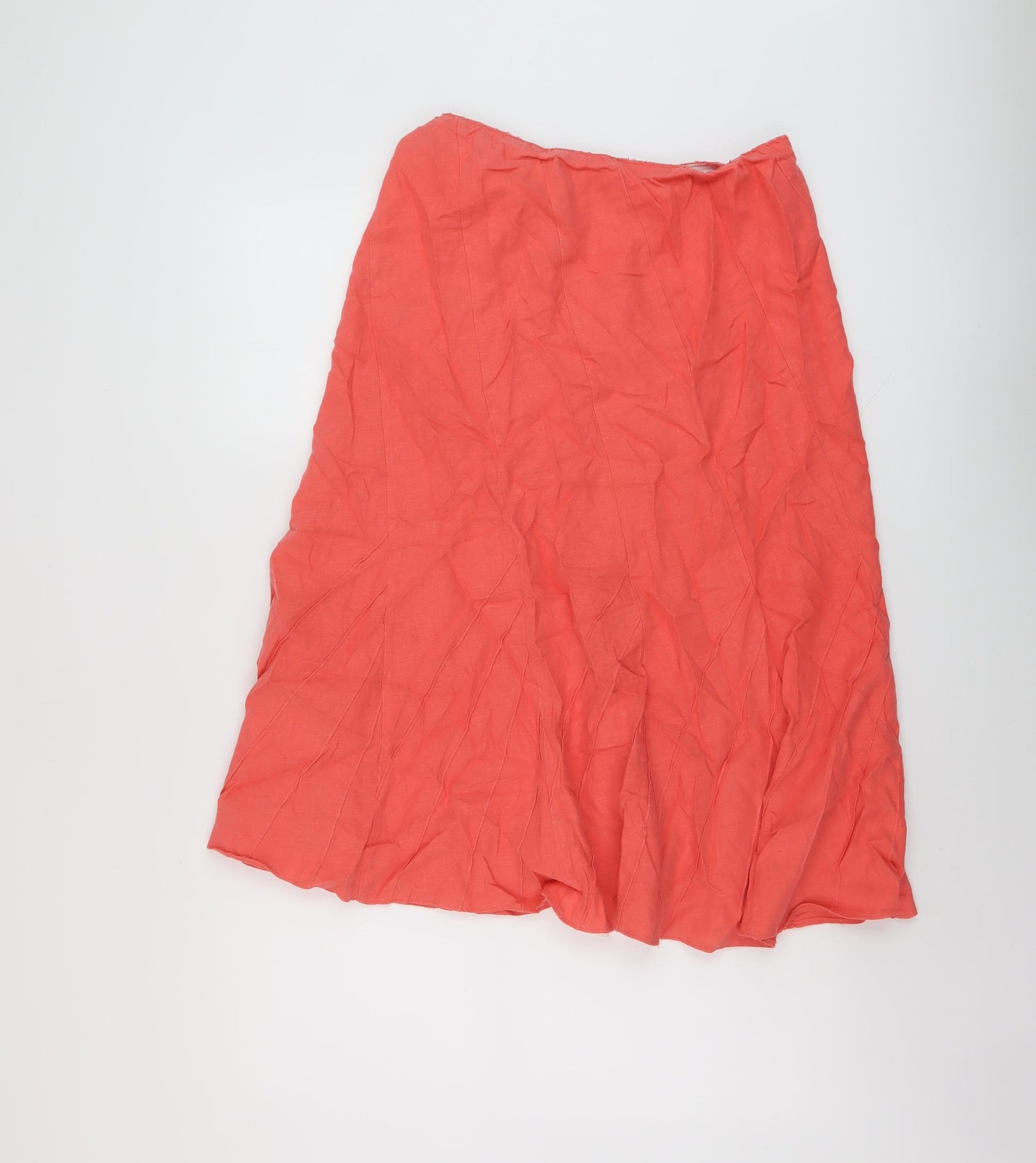 Marks and Spencer Womens Orange Linen A-Line Skirt Size 12