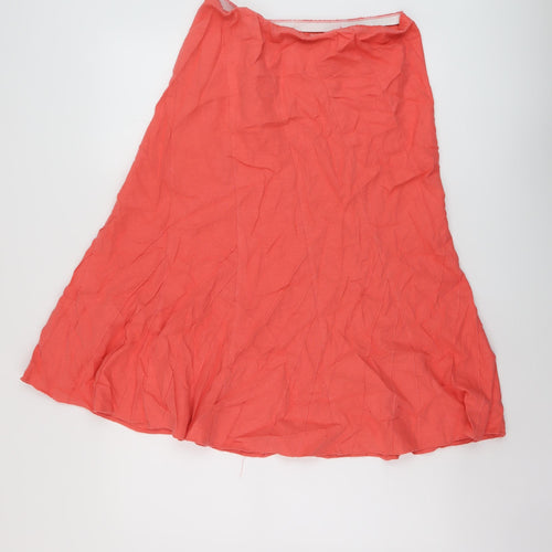 Marks and Spencer Womens Orange Linen A-Line Skirt Size 12