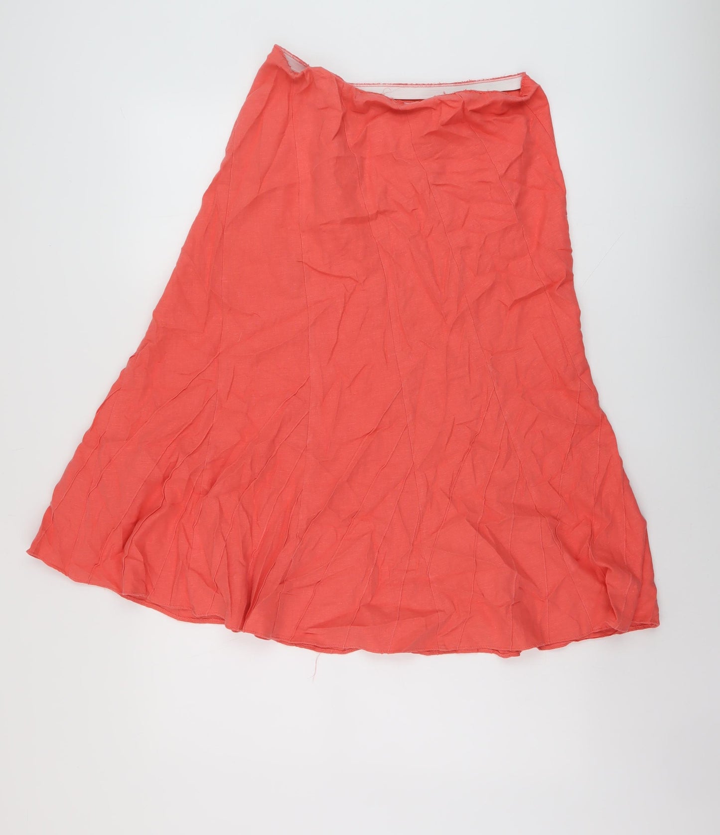 Marks and Spencer Womens Orange Linen A-Line Skirt Size 12