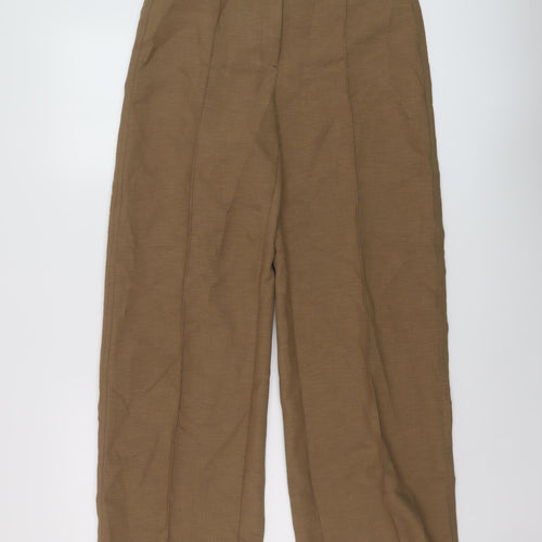 Bershka Womens Green Polyester Trousers Size 10 L31 in Regular Button