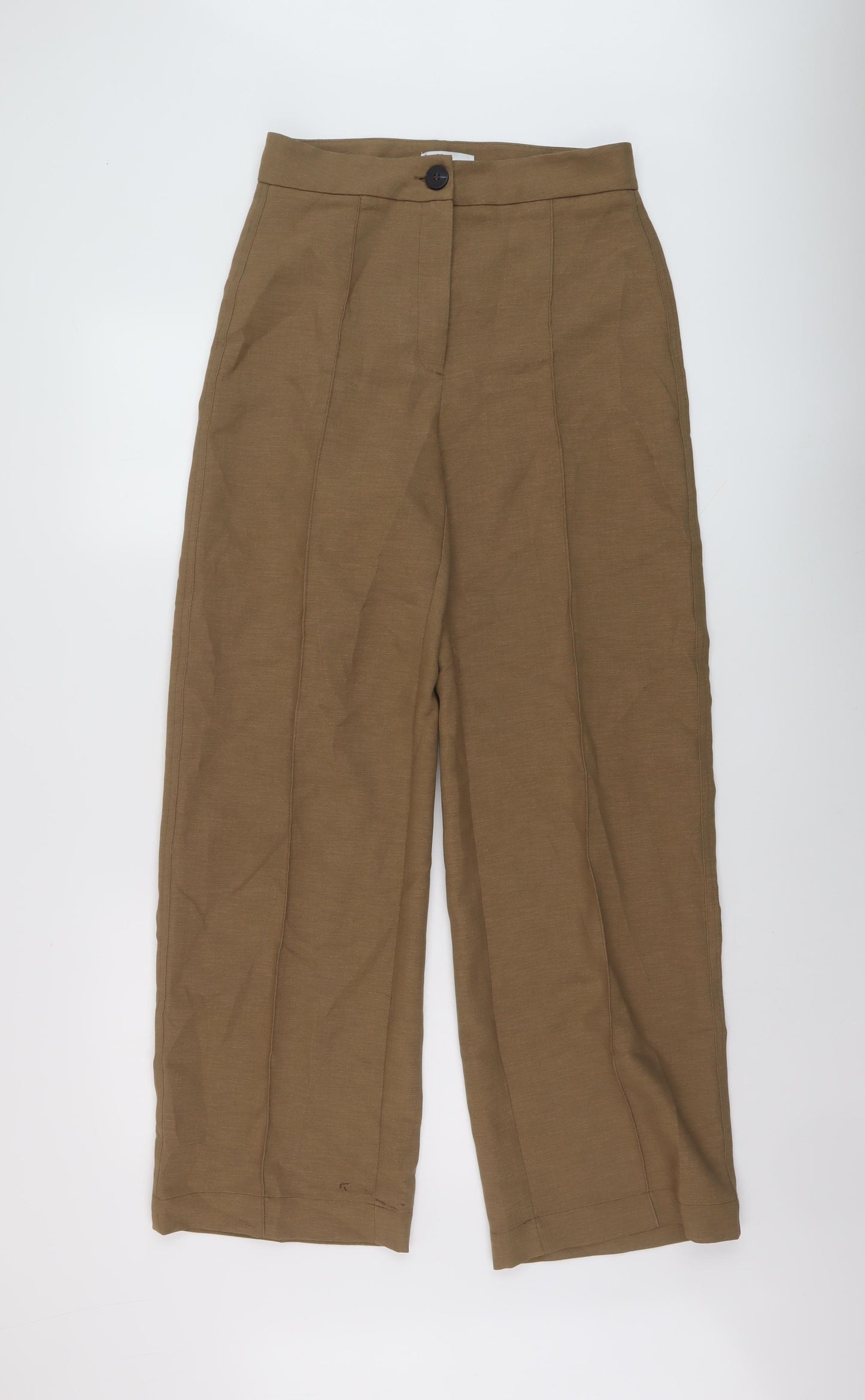 Bershka Womens Green Polyester Trousers Size 10 L31 in Regular Button