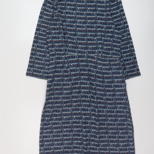 Seasalt Womens Blue Geometric Cotton Sheath Size 12 Roll Neck Pullover