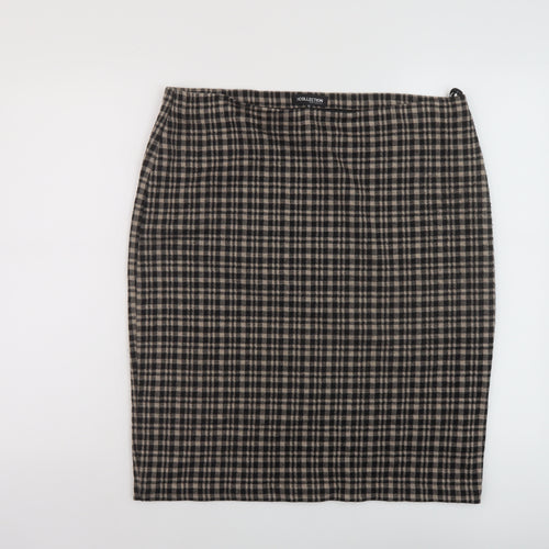 Debenhams Womens Brown Plaid Acrylic A-Line Skirt Size 16