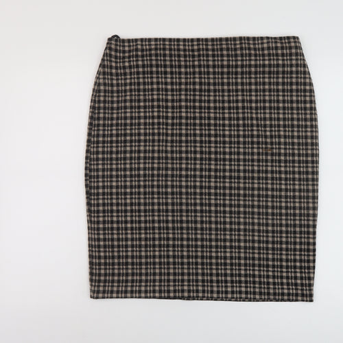 Debenhams Womens Brown Plaid Acrylic A-Line Skirt Size 16