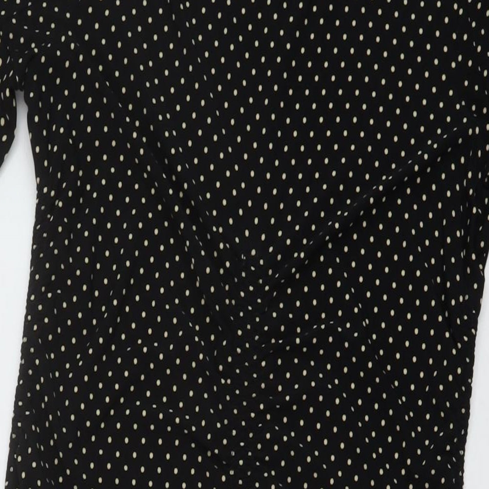 Topshop Womens Black Polka Dot Polyester A-Line Size 14 Round Neck Pullover