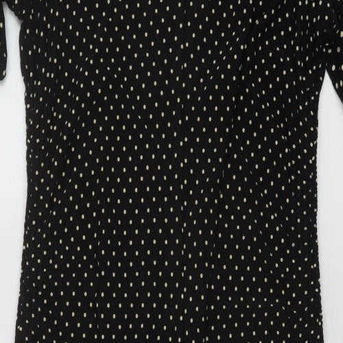 Topshop Womens Black Polka Dot Polyester A-Line Size 14 Round Neck Pullover