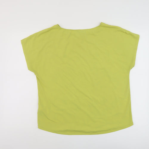 NEXT Womens Green Geometric Polyester Basic T-Shirt Size 14 Round Neck