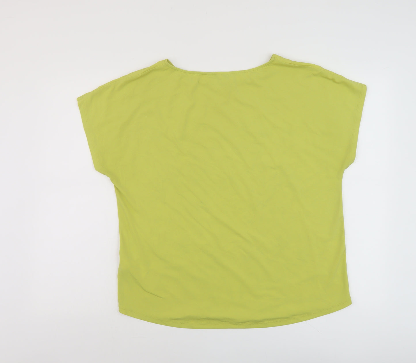 NEXT Womens Green Geometric Polyester Basic T-Shirt Size 14 Round Neck